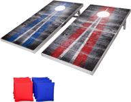 набор игры gosports cornhole pro со стандартным мешком для игры в кукурузную дырку - складной - с дизайнами американского флага, светодиодным освещением и черными, красными и синими элементами. логотип