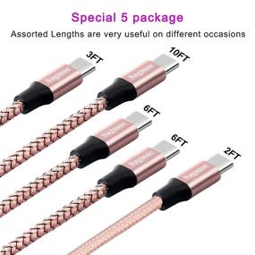 img 1 attached to 🌹 Rose Gold Micro USB Charger Cable - Sagmoc Android Charging Cord Bundle | Nylon Braided | 5 Pack: 2FT, 3FT, 6FT, 6FT, 10FT | Compatible with Samsung S7, S6 Edge, Kindle, Note 5, Android Smartphone, MP3, Tablet, and More