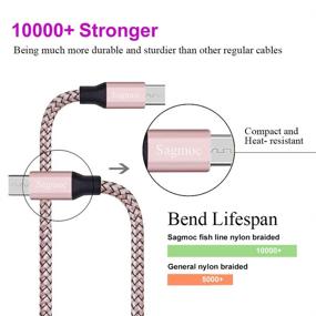 img 2 attached to 🌹 Rose Gold Micro USB Charger Cable - Sagmoc Android Charging Cord Bundle | Nylon Braided | 5 Pack: 2FT, 3FT, 6FT, 6FT, 10FT | Compatible with Samsung S7, S6 Edge, Kindle, Note 5, Android Smartphone, MP3, Tablet, and More