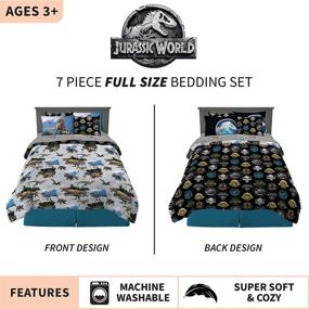 img 2 attached to 🦖 Jurassic World Franco Kids Bedding Super Soft Comforter and Sheet Set: Full Size, 7 Pc Set with Sham