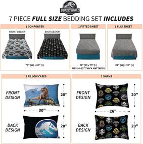 img 1 attached to 🦖 Jurassic World Franco Kids Bedding Super Soft Comforter and Sheet Set: Full Size, 7 Pc Set with Sham