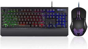 img 4 attached to 🎮 Gaming Keyboard and Mouse Combo - Colorful Rainbow LED Backlit Keyboard with Detachable Wrist Rest, Programmable 3200 DPI 7 Button Gaming Mouse for Windows PC, Mac, Office and Gaming