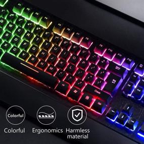 img 1 attached to 🎮 Gaming Keyboard and Mouse Combo - Colorful Rainbow LED Backlit Keyboard with Detachable Wrist Rest, Programmable 3200 DPI 7 Button Gaming Mouse for Windows PC, Mac, Office and Gaming