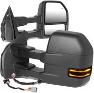 🔍 dna motoring twm-058-t222-bk manual adjustment towing mirrors replacement | compatible with 2015-2018 f-150 | 22-pin plug | side rear view mirror logo