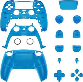 img 3 attached to 🎮 eXtremeRate Clear Blue Full set Housing Shell with Buttons Touchpad Cover for PS5 Controller, Custom Replacement Decorative Trim Shell Plates for Playstation 5 Controller