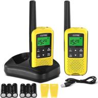📻 high-range walkie talkies for adults - cotre two way radios with usb rechargeable batteries, 32-mile long range, 2662 channels, noaa & weather alerts, vox scan, led lamp - perfect for outdoor activities, yellow logo