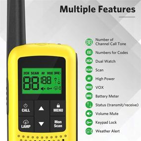 img 2 attached to 📻 High-Range Walkie Talkies for Adults - COTRE Two Way Radios with USB Rechargeable Batteries, 32-Mile Long Range, 2662 Channels, NOAA & Weather Alerts, VOX Scan, LED Lamp - Perfect for Outdoor Activities, Yellow
