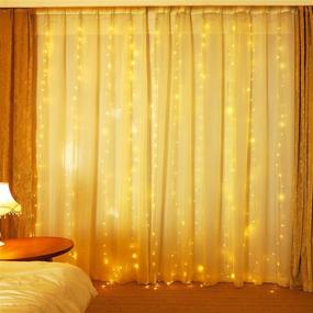 img 2 attached to MESHA Warm White LED Fairy String Lights - 300 LEDs, 9.8x9.8 Feet, Hanging Lights for Bedroom Walls, Home Decor Lighting, Lighted Bedroom Curtain, Party Wedding Christmas Backdrop Decorations