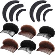 💇 10 pieces bump up hair accessories volume insert set - styling inserts, braid tools, hair comb, and hair bump base for women and girls (black/brown) logo