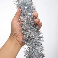 🎄 shimmering crafare silver metallic tinsel garland: ideal for holiday christmas tree decorations, wedding, birthday parties - 40 ft long logo