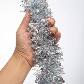 img 4 attached to 🎄 Shimmering Crafare Silver Metallic Tinsel Garland: Ideal for Holiday Christmas Tree Decorations, Wedding, Birthday Parties - 40 FT Long