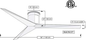 img 3 attached to 🌀 Matthews Eliza 56" Outdoor/Indoor Damp Locations Hugger Ceiling Fan - Brushed Nickel Finish, Remote and Wall Control, 3 Blades