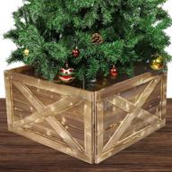 mceast oversized 24 x 24 x 14 inches wooden tree collar box – natural christmas farmhouse tree box stand cover for rustic party supplies, dark brown логотип