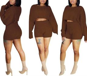 img 2 attached to JUNBOON Outfits Knitted Sweater Tracksuits Sports & Fitness