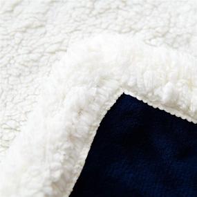 img 1 attached to 🛋️ HERMU Sherpa Fleece Throw Blanket for Couch - Large 51‘’x 63‘’, Navy Blue - Soft Plush Blanket - Fluffy Fuzzy Warm Cozy Throw for Sofa Bed