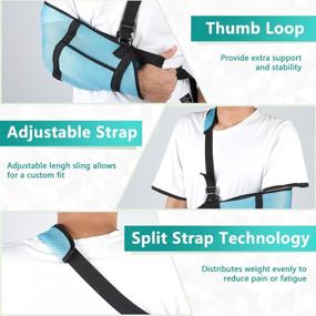 img 1 attached to 👶 Kids Arm Sling with Thumb and Shoulder Support – Breathable Mesh, Comfortable Immobilizer for Broken Arm, Shoulder Injury – for Boys and Girls, Left or Right Arm (Sky-Blue)