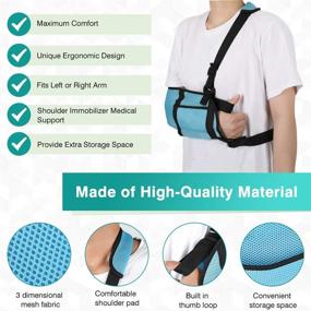 img 3 attached to 👶 Kids Arm Sling with Thumb and Shoulder Support – Breathable Mesh, Comfortable Immobilizer for Broken Arm, Shoulder Injury – for Boys and Girls, Left or Right Arm (Sky-Blue)