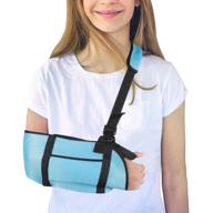 👶 kids arm sling with thumb and shoulder support – breathable mesh, comfortable immobilizer for broken arm, shoulder injury – for boys and girls, left or right arm (sky-blue) логотип