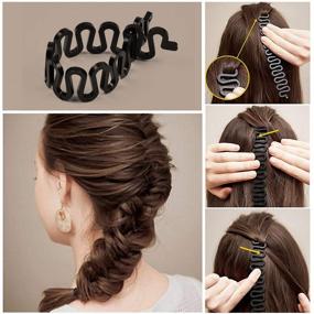 img 1 attached to 🎀 Набор инструментов Topsy Hair Tail: Набор идеальных инструментов для плетения волос с французскими плетением с использованием "сороконожек" и большим количеством резинок для волос.