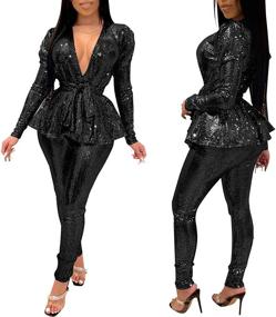 img 2 attached to 👗 Lucuna Women's Sequin Metallic Jumpsuit - Fashionable Women's Clothing and Stylish Jumpsuits, Rompers & Overalls