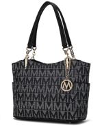 stylish and spacious mkf collection tote bag: a perfect pu leather-top-handle satchel shoulder handbag for women logo