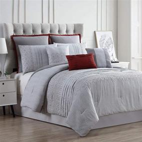 img 4 attached to 🛏️ Stylish and Cozy: Amrapur Overseas Callie 8-Piece Embroidered Comforter Set for Queen Bed in Elegant Grey