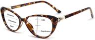 👓 occi chiari progressive multifocus women cateye reading glasses: blue light protection & spring hinges - w+brown, 250 logo