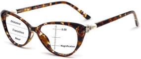 img 4 attached to 👓 OCCI CHIARI Progressive Multifocus Women Cateye Reading Glasses: Blue Light Protection & Spring Hinges - W+Brown, 250