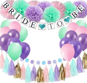 img 1 attached to 🎉 Teal Bridal Shower Decorations Kit - Tissue Pom Poms, Tassel Garland, Bride to Be Banner, Mermaid Confettis - Pink Mint Purple - Ideal for Bachelorette, Engagement & Bridal Shower Party Decorations