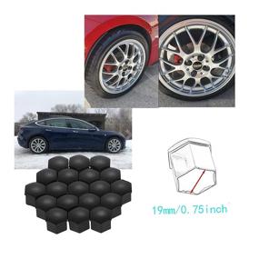 img 3 attached to 🔧 20Pcs Black Car Styling Wheel Nut Protection - Hub Screw Bolt Head Cover with Tire Protector 19mm Plastic + Remover Tool