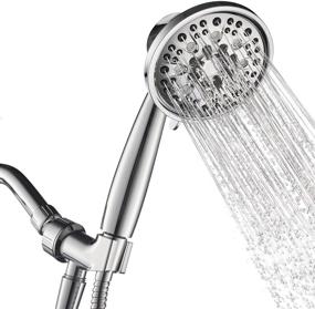 img 4 attached to 🚿 Anza High Pressure 7-Setting 4.5" Chrome Plated Shower Head with Handheld and Stainless Steel Hose - Premium Hand Held Showers for attached shower experience