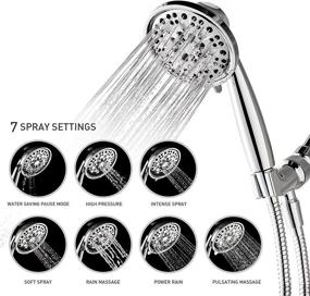 img 2 attached to 🚿 Anza High Pressure 7-Setting 4.5" Chrome Plated Shower Head with Handheld and Stainless Steel Hose - Premium Hand Held Showers for attached shower experience