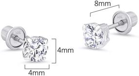 img 3 attached to Basket Zirconia Solitaire Children Earrings Girls' Jewelry