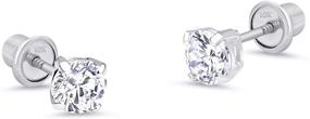 img 4 attached to Basket Zirconia Solitaire Children Earrings Girls' Jewelry