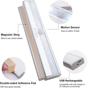 img 2 attached to 🔦 ATXgreen Motion Sensor Closet Light (2 Pack): USB Rechargeable Under Cabinet Lighting, Wireless Stick-on Night Light Bar with Magnetic Base - Ideal for Kitchen, Wardrobe