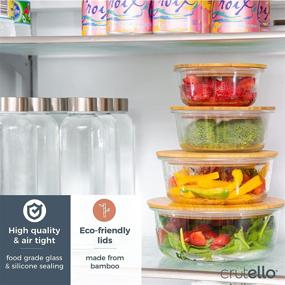 img 3 attached to 🍱 4 Pack Glass Meal Prep Containers with Bamboo Lids - Airtight Clear Food Storage Canisters for Kitchen Organization and Healthy Meal Planning