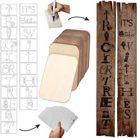 img 4 attached to 🎃 Halloween Plastic Painting and Wood Stencils: Decorative Templates 20 Pack for Reusable Halloween Crafts, Cards, DIY Art, Drawing, Painting, Spraying, Wood Burning, and Wall Décor