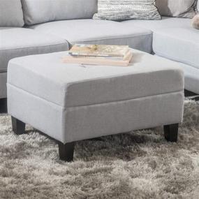 img 3 attached to 🪑 Zahra Light Grey Ottoman by Christopher Knight Home