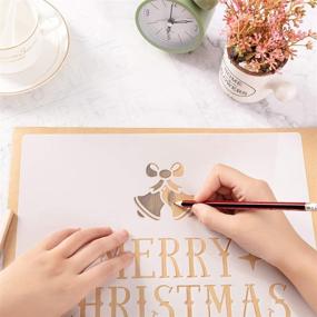 img 2 attached to 🎅 9-Pack Reusable Merry Christmas Stencils Templates for Wood, Holiday Home Decor Fabric Canvas Wall Window DIY Painting, 12 x 12inch