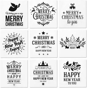 img 4 attached to 🎅 9-Pack Reusable Merry Christmas Stencils Templates for Wood, Holiday Home Decor Fabric Canvas Wall Window DIY Painting, 12 x 12inch