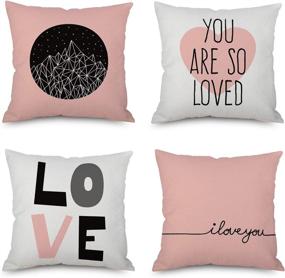 img 4 attached to 🌸 Valentine's Day Throw Pillow Covers – 18 x 18 Inches, Set of 4, Pink Love Design for Sofa, Bench and Bed – Home Decorative Accent Cushion Cases for Girls