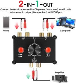 img 1 attached to Nobsound Little Bear MC1022 Мини 2(1)-в-1(2)-выходной РЦА стерео аудио переключатель | Пассивный селектор ручного выбора динамиков для разделения звука.