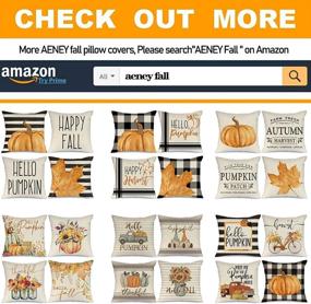 img 1 attached to 🍁 AENEY Fall Decor Pillow Covers 18x18 inch Set of 4 - Stripes, Pumpkin, Maple Leaf, Happy Fall - Outdoor Fall Pillows - Decorative Throw Pillows for Farmhouse Thanksgiving - Cushion Case for Couch Sofa - A384-18