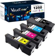 🖨️ valuetoner compatible toner cartridge set for dell 1250c series - 1250 810wh c5gc3 xmx5d wm2jc - 4 pack (black, cyan, magenta, yellow) logo