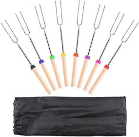 img 4 attached to AIYEGO Marshmallow Roasting Sticks: Extendable 32-Inch Stainless Steel Skewers with Anti-Slip Wooden Handles - Perfect for BBQ, Camping, and Campfires (8-Pack)