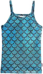 img 4 attached to Girls' Metallic Shiny Mermaid Print Camisole: Fun 🧜 Spaghetti Tank Tee by City Threads - Colorful and Stylish