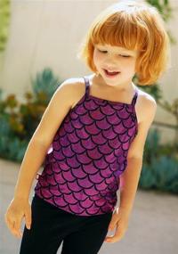 img 2 attached to Girls' Metallic Shiny Mermaid Print Camisole: Fun 🧜 Spaghetti Tank Tee by City Threads - Colorful and Stylish