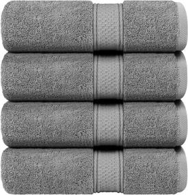 img 4 attached to 🛁 Premium Bath Towel Set, Grey - Ultra Absorbent 700 GSM 100% Ring Spun Cotton - Quick Drying, Luxuriously Soft Towels, Ideal for Everyday Use (Pack of 4)