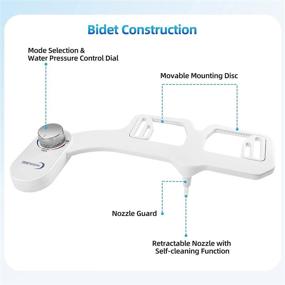 img 1 attached to 🚽 YITAHOME White Mechanical Bidet Attachment for Toilet Seat - Single Nozzle and Adjustable Water Pressure - Self Cleaning Non-Electric Bidet - Easy Installation for Bathroom Toilet