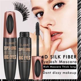 img 1 attached to 👁️ 4D Silk Fiber Lash Mascara: Waterproof, Longer, Thicker, Voluminous Eyelashes